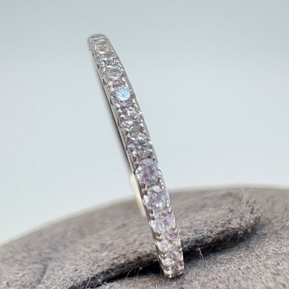Sterling Silver 925 Cubic Zirconia Eternity Band 2.5mm Stackable Ring Size 7 - Picture 4 of 9